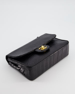 *RARE* Chanel Black Classic Flap Bag in Crocodile Patent Leather with Gold Hardware