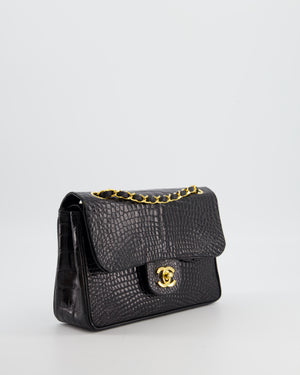 *RARE* Chanel Black Classic Flap Bag in Crocodile Patent Leather with Gold Hardware