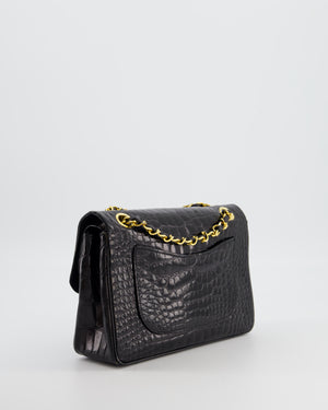 *RARE* Chanel Black Classic Flap Bag in Crocodile Patent Leather with Gold Hardware