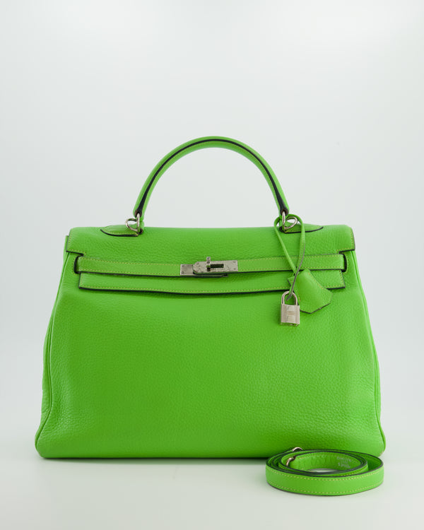 Hermès Kelly 35 Vintage Retourne in Apple Green Clemence Leather with Palladium Hardware