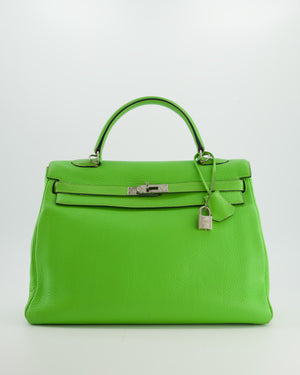 Hermès Kelly 35 Vintage Retourne in Apple Green Clemence Leather with Palladium Hardware