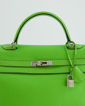 Hermès Kelly 35 Vintage Retourne in Apple Green Clemence Leather with Palladium Hardware