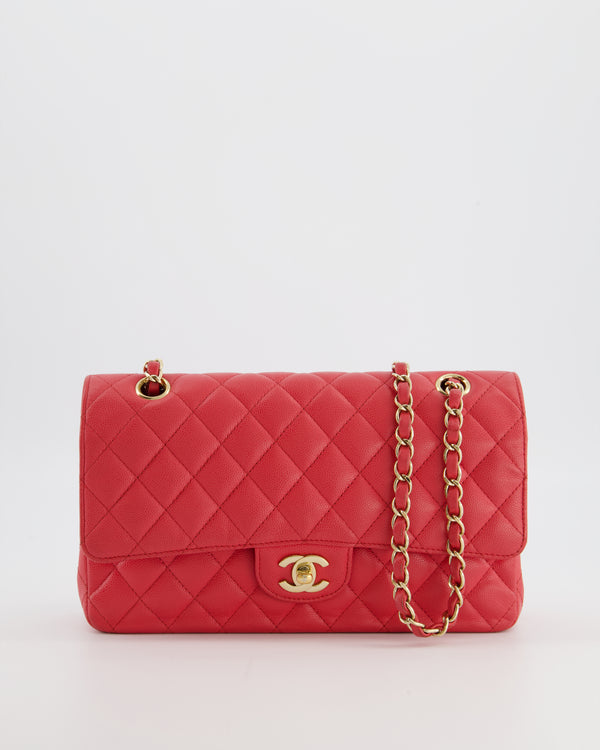 Chanel Pink Medium Classic Double Flap Bag in Caviar Leather with Champagne Gold Hardware