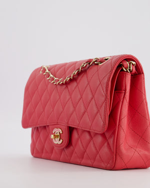 Chanel Pink Medium Classic Double Flap Bag in Caviar Leather with Champagne Gold Hardware