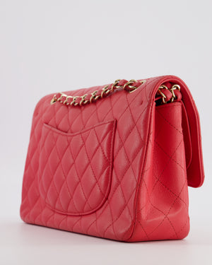 Chanel Pink Medium Classic Double Flap Bag in Caviar Leather with Champagne Gold Hardware