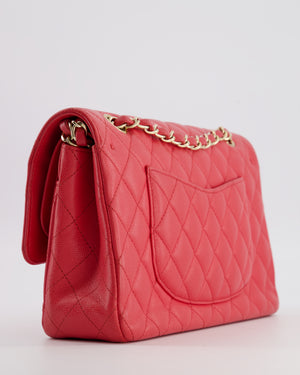 Chanel Pink Medium Classic Double Flap Bag in Caviar Leather with Champagne Gold Hardware