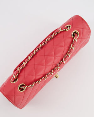 Chanel Pink Medium Classic Double Flap Bag in Caviar Leather with Champagne Gold Hardware