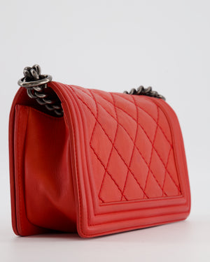 *FIRE PRICE* Chanel Red Boy Bag in Aged Calfskin Leather with Ruthenium Hardware