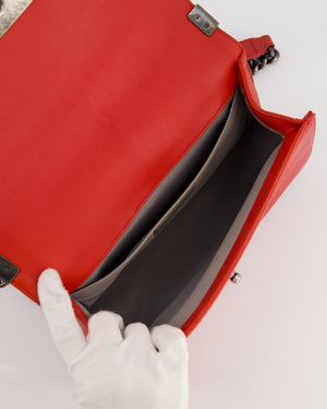 *FIRE PRICE* Chanel Red Boy Bag in Aged Calfskin Leather with Ruthenium Hardware