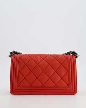 *FIRE PRICE* Chanel Red Boy Bag in Aged Calfskin Leather with Ruthenium Hardware