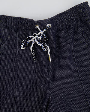 Chanel Resort 2025 Navy Bermuda Shorts with Beaded String Detail and Crocheted Side Strips Size FR 36 (UK 8)