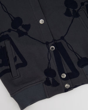 Hermès Grey Jacket and Shorts Set with Navy Lantern and Tassel Print with Silver Logo Buttons Size FR 34/40 (UK 6/12)