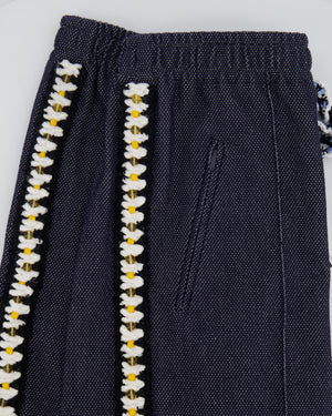 Chanel Resort 2025 Navy Bermuda Shorts with Beaded String Detail and Crocheted Side Strips Size FR 36 (UK 8)
