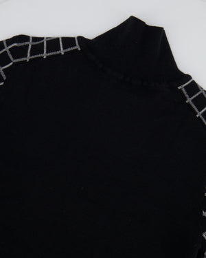Hermès Black and White Cashmere Checkered High Neck Jumper Size FR 34 (UK 6) RRP £1,500