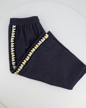 Chanel Resort 2025 Navy Bermuda Shorts with Beaded String Detail and Crocheted Side Strips Size FR 36 (UK 8)
