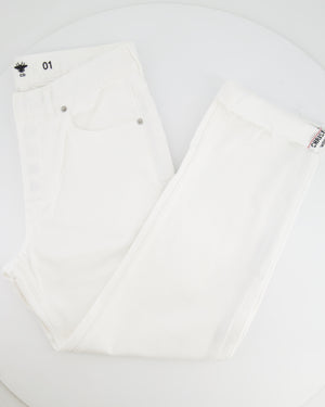 Christian Dior White Straight Jeans with Logo Details Size FR 34 (UK 6) RRP £1,150