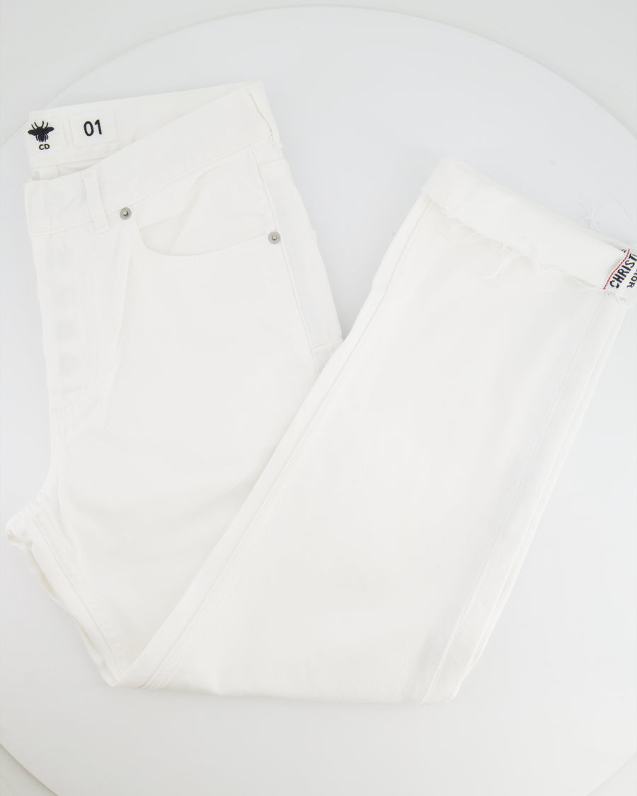 Christian Dior White Straight Jeans with Logo Details Size FR 34 (UK 6) RRP £1,150