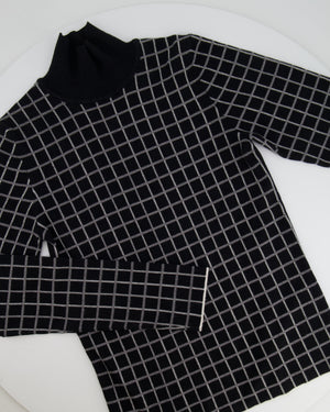 Hermès Black and White Cashmere Checkered High Neck Jumper Size FR 34 (UK 6) RRP £1,500