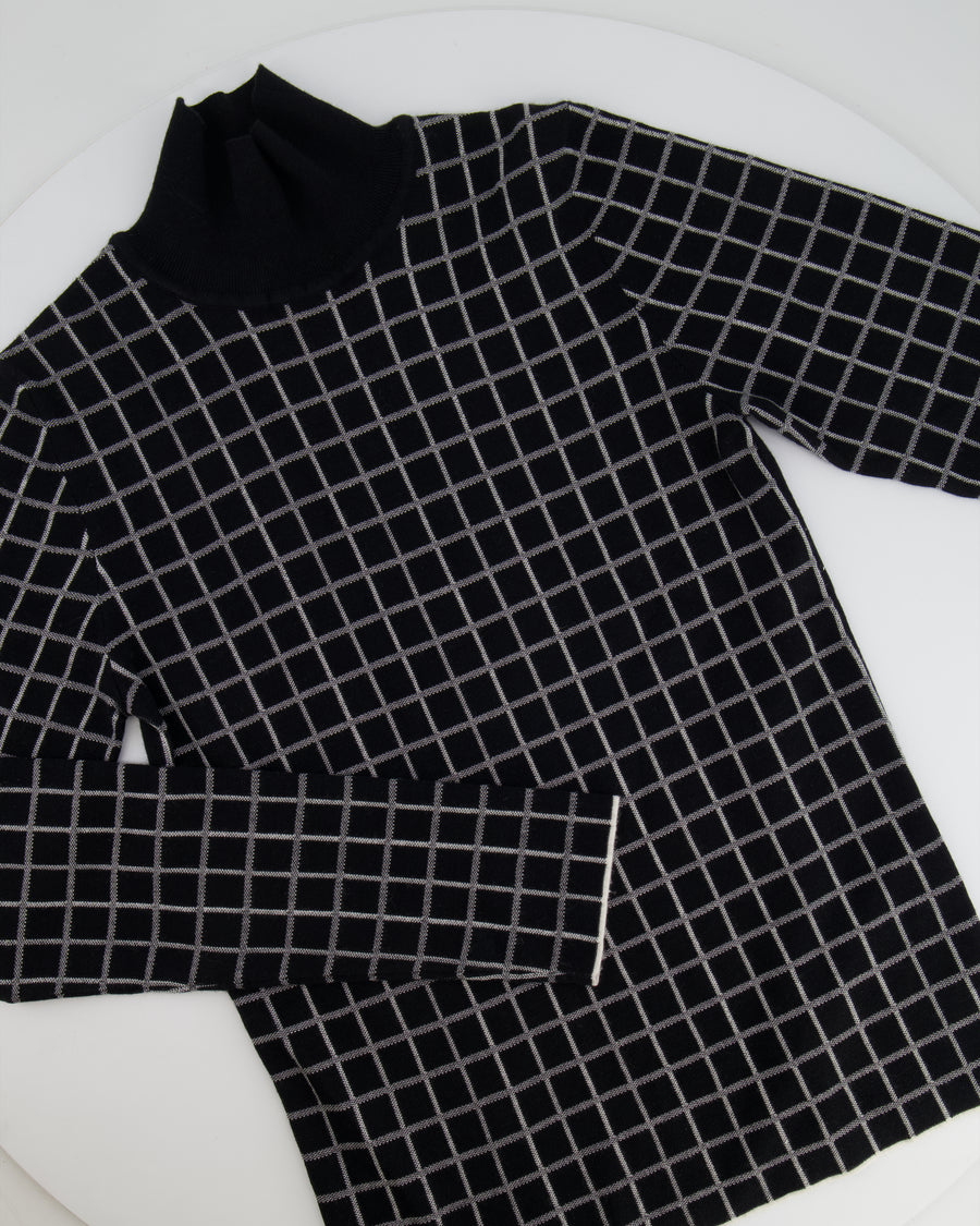 Hermès Black and White Cashmere Checkered High Neck Jumper Size FR 34 (UK 6) RRP £1,500