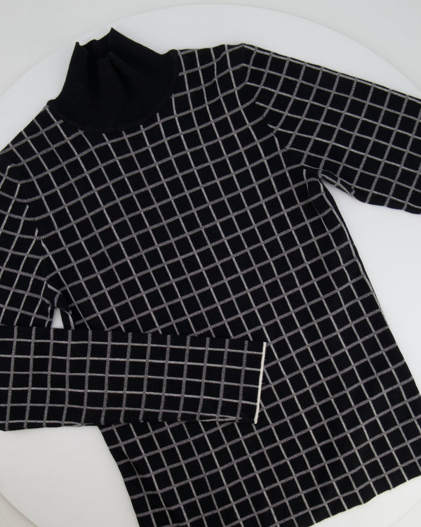 Hermès Black and White Cashmere Checkered High Neck Jumper Size FR 34 (UK 6) RRP £1,500