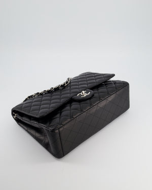 *FIRE PRICE* Chanel Black Maxi Classic Double Flap Bag in Lambskin Leather with Silver Hardware