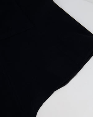 *RUNWAY* Chanel Métiers d'Art 2023 Black Front-Cropped Midi Skirt with Back Gold CC Logo Button Detail Size FR 34 (UK 6)