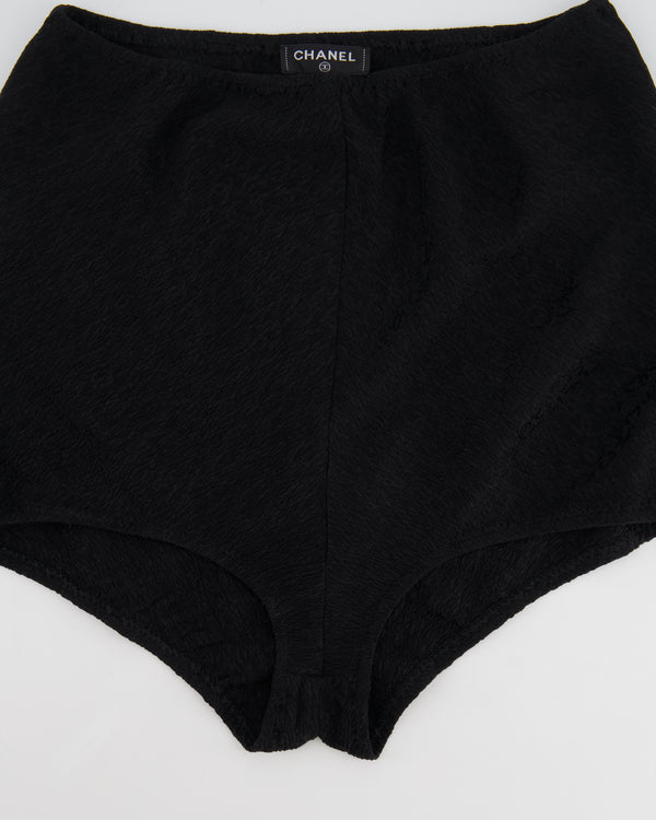 Chanel Black Silk Micro Shorts with CC Logo Prints Size FR 36 (UK 8)