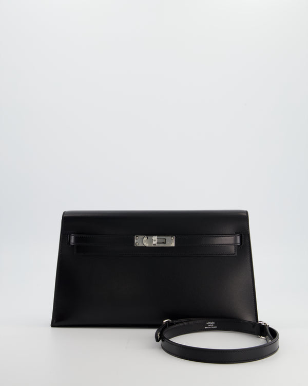 *HOT* Hermès Kelly Elan Bag in Noir Box Leather with Palladium Hardware