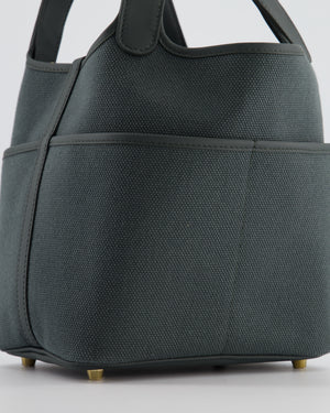 Hermès Picotin Lock 18 Pockets Cargo in Vert Mangrove Toile Goeland Canvas and Vert Mangrove Swift Leather with Gold Hardware