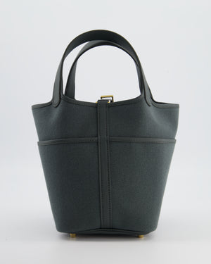 Hermès Picotin Lock 18 Pockets Cargo in Vert Mangrove Toile Goeland Canvas and Vert Mangrove Swift Leather with Gold Hardware