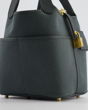 Hermès Picotin Lock 18 Pockets Cargo in Vert Mangrove Toile Goeland Canvas and Vert Mangrove Swift Leather with Gold Hardware