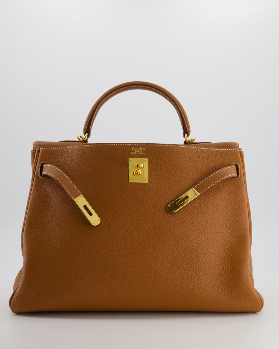 *RARE* Hermès Kelly 35 Retourne Bag in Gold Togo Leather with Gold Hardware