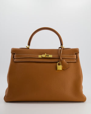 *RARE* Hermès Kelly 35 Retourne Bag in Gold Togo Leather with Gold Hardware