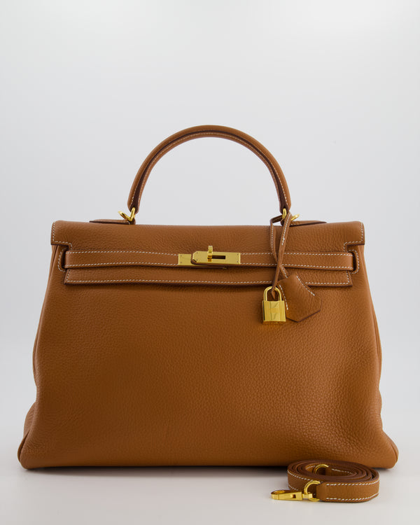 *RARE* Hermès Kelly 35 Retourne Bag in Gold Togo Leather with Gold Hardware