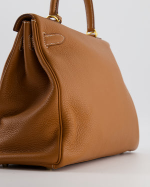 *RARE* Hermès Kelly 35 Retourne Bag in Gold Togo Leather with Gold Hardware