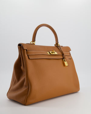 *RARE* Hermès Kelly 35 Retourne Bag in Gold Togo Leather with Gold Hardware