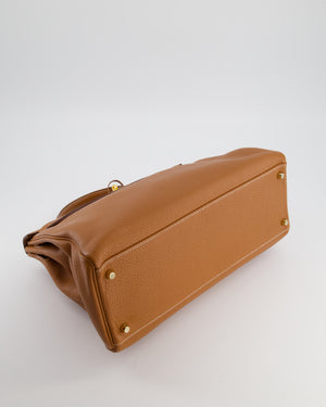 *RARE* Hermès Kelly 35 Retourne Bag in Gold Togo Leather with Gold Hardware