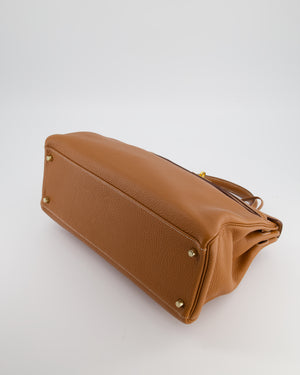 *RARE* Hermès Kelly 35 Retourne Bag in Gold Togo Leather with Gold Hardware
