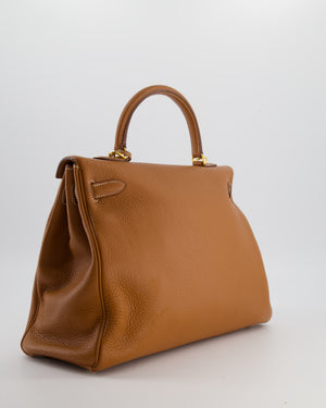 *RARE* Hermès Kelly 35 Retourne Bag in Gold Togo Leather with Gold Hardware