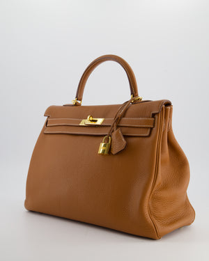 *RARE* Hermès Kelly 35 Retourne Bag in Gold Togo Leather with Gold Hardware