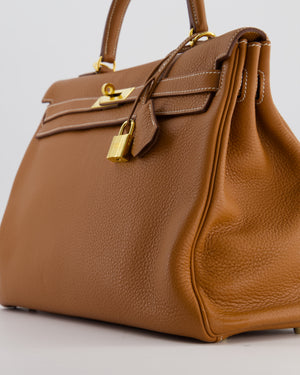 *RARE* Hermès Kelly 35 Retourne Bag in Gold Togo Leather with Gold Hardware