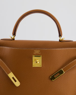 *RARE* Hermès Kelly 35 Retourne Bag in Gold Togo Leather with Gold Hardware