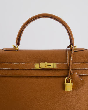 *RARE* Hermès Kelly 35 Retourne Bag in Gold Togo Leather with Gold Hardware