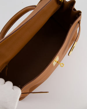 *RARE* Hermès Kelly 35 Retourne Bag in Gold Togo Leather with Gold Hardware