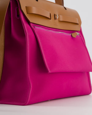 *FIRE PRICE* Hermès Herbag 31 Zip Bag in Magnolia Toile Canvas, Fauve Vache Hunter Leather with Palladium Hardware