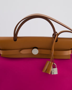 *FIRE PRICE* Hermès Herbag 31 Zip Bag in Magnolia Toile Canvas, Fauve Vache Hunter Leather with Palladium Hardware