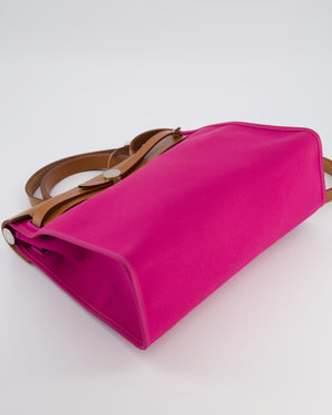 *FIRE PRICE* Hermès Herbag 31 Zip Bag in Magnolia Toile Canvas, Fauve Vache Hunter Leather with Palladium Hardware