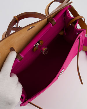 *FIRE PRICE* Hermès Herbag 31 Zip Bag in Magnolia Toile Canvas, Fauve Vache Hunter Leather with Palladium Hardware