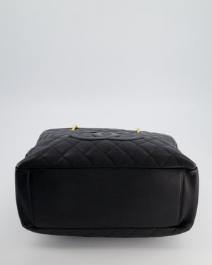 Chanel Black GST Grand Shopper Tote Bag in Caviar Leather with Gold Hardware