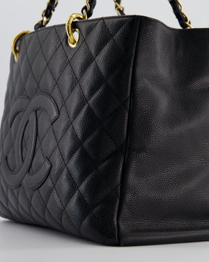Chanel Black GST Grand Shopper Tote Bag in Caviar Leather with Gold Hardware